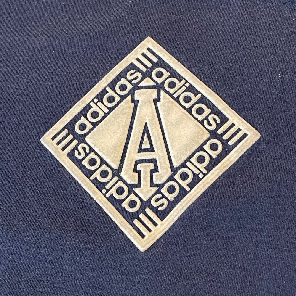 Adidas Washed Out Navy Long Sleeve Shirt Boys M 100% Cotton Logo & Stripes - Picture 3 of 7